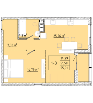 КВАРТИРА ТИП 1В